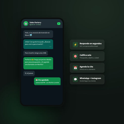 Agente de IA Conversacional — responde y agenda en WhatsApp e Instagram